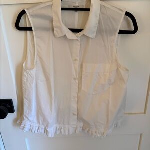 Madewell Cream Sleeveless Button-Down Shirt